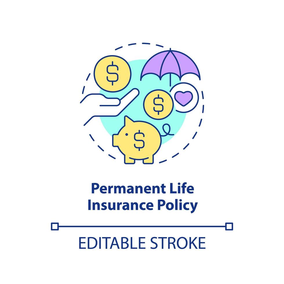 Permanent life insurance policy concept icon. Way to save for college abstract idea thin line illustration. Isolated outline drawing. Editable stroke. vector