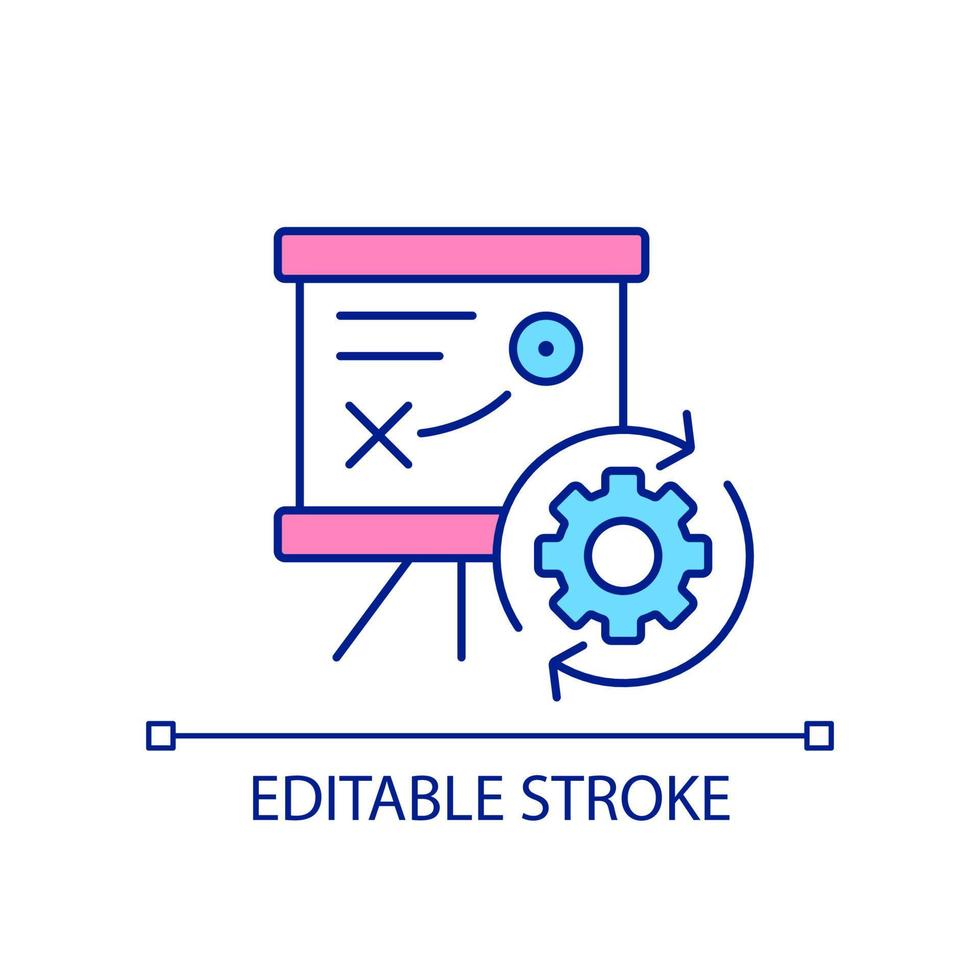 Strategy building process RGB color icon. Business development plan. Corporate success scenario. Isolated vector illustration. Simple filled line drawing. Editable stroke.