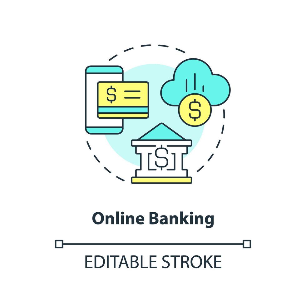 Online banking concept icon. Virtual access to account. Digitalization abstract idea thin line illustration. Isolated outline drawing. Editable stroke. vector