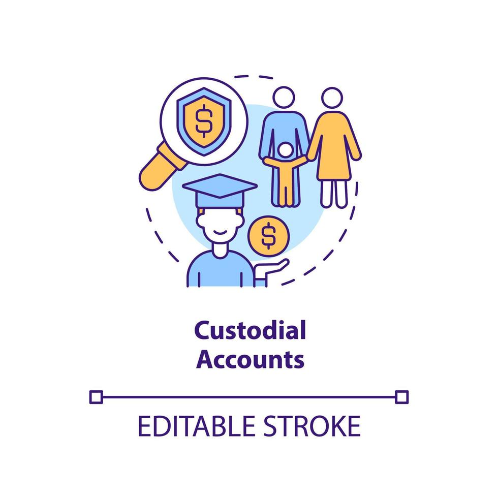 Custodial accounts concept icon. Account type for college savings abstract idea thin line illustration. Isolated outline drawing. Editable stroke. vector