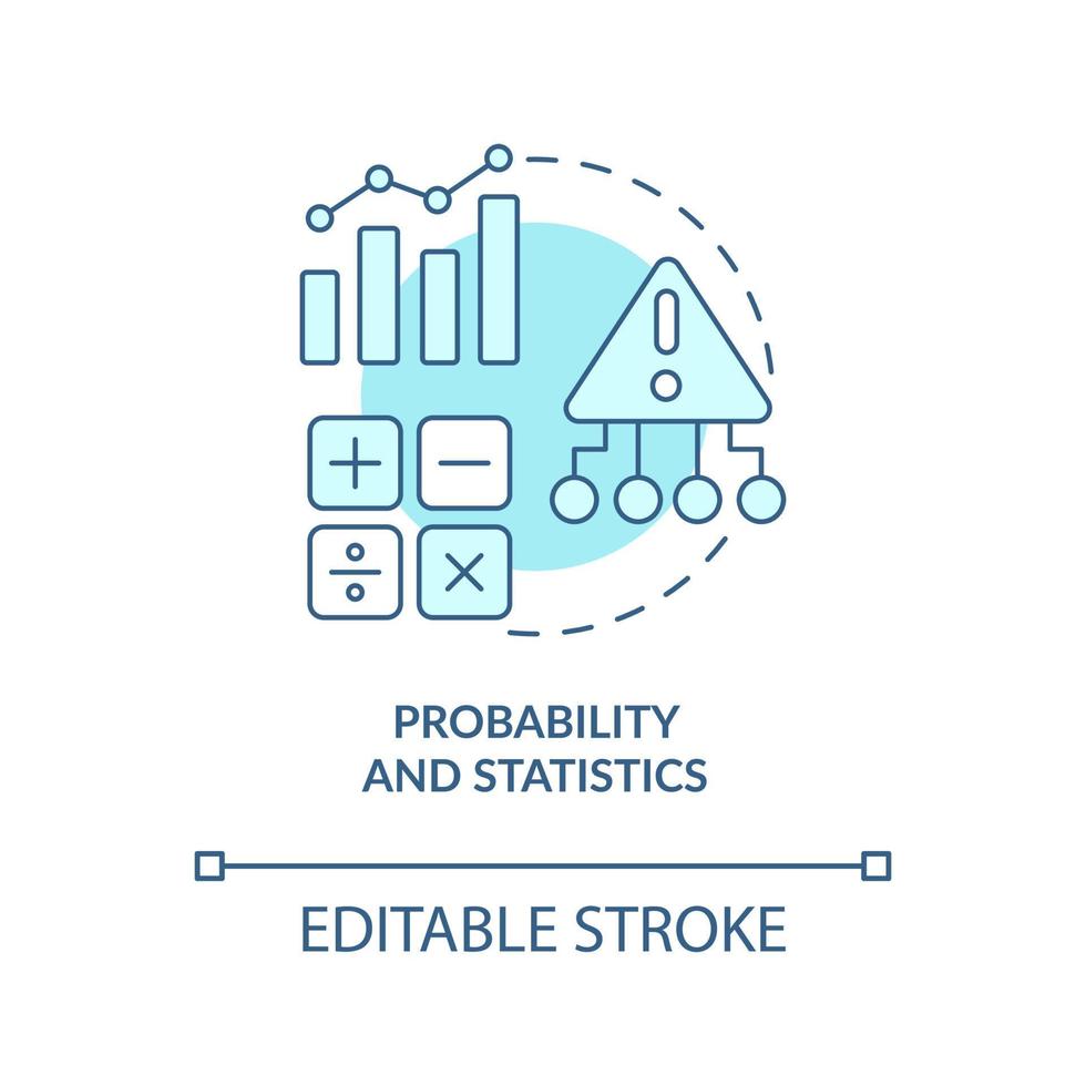 Probability and statistics turquoise concept icon. Data analyst skill abstract idea thin line illustration. Isolated outline drawing. Editable stroke. vector