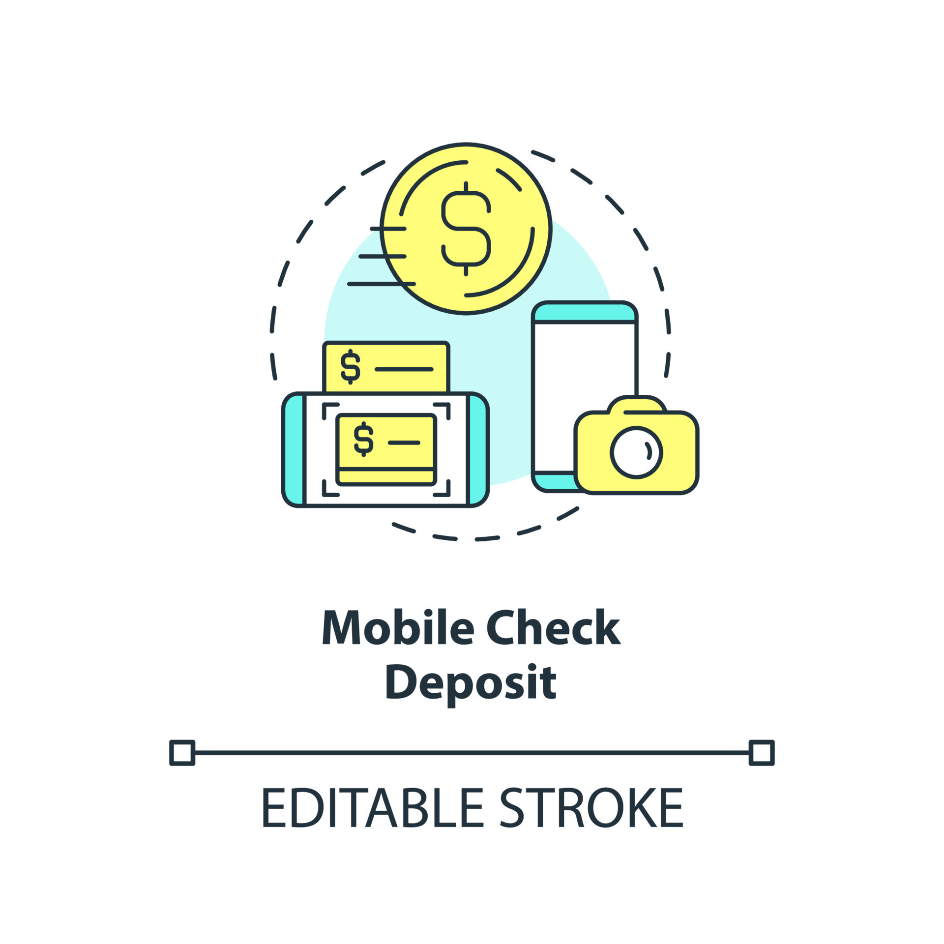 Mobile check deposit concept icon. Online access to savings