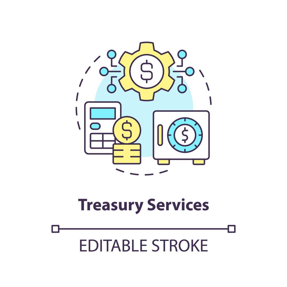 Treasury services concept icon. Customer money management. Business banking abstract idea thin line illustration. Isolated outline drawing. Editable stroke. vector