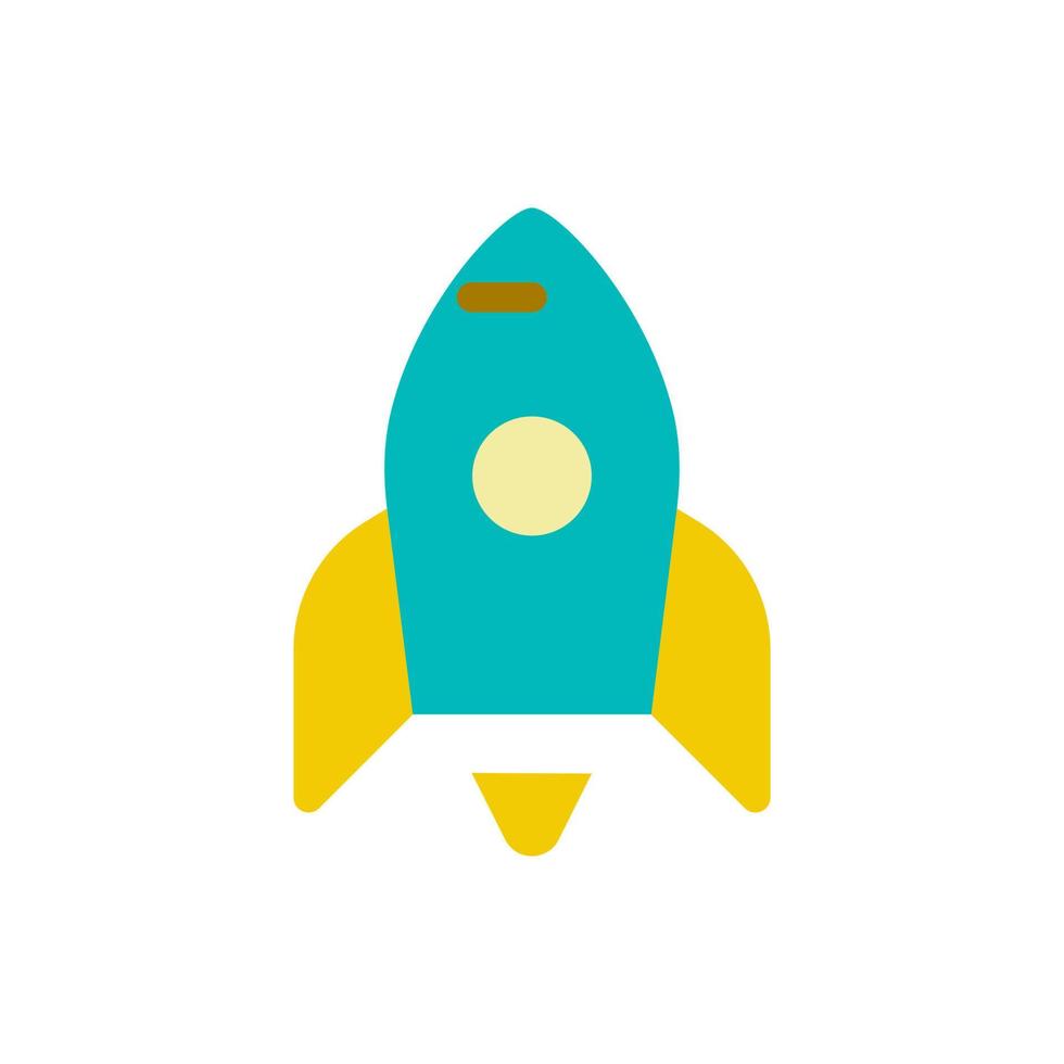 Rocket flat color ui icon. Startup success. Launching spacecraft. Space shuttle. Delivering mission. Simple filled element for mobile app. Colorful solid pictogram. Vector isolated RGB illustration