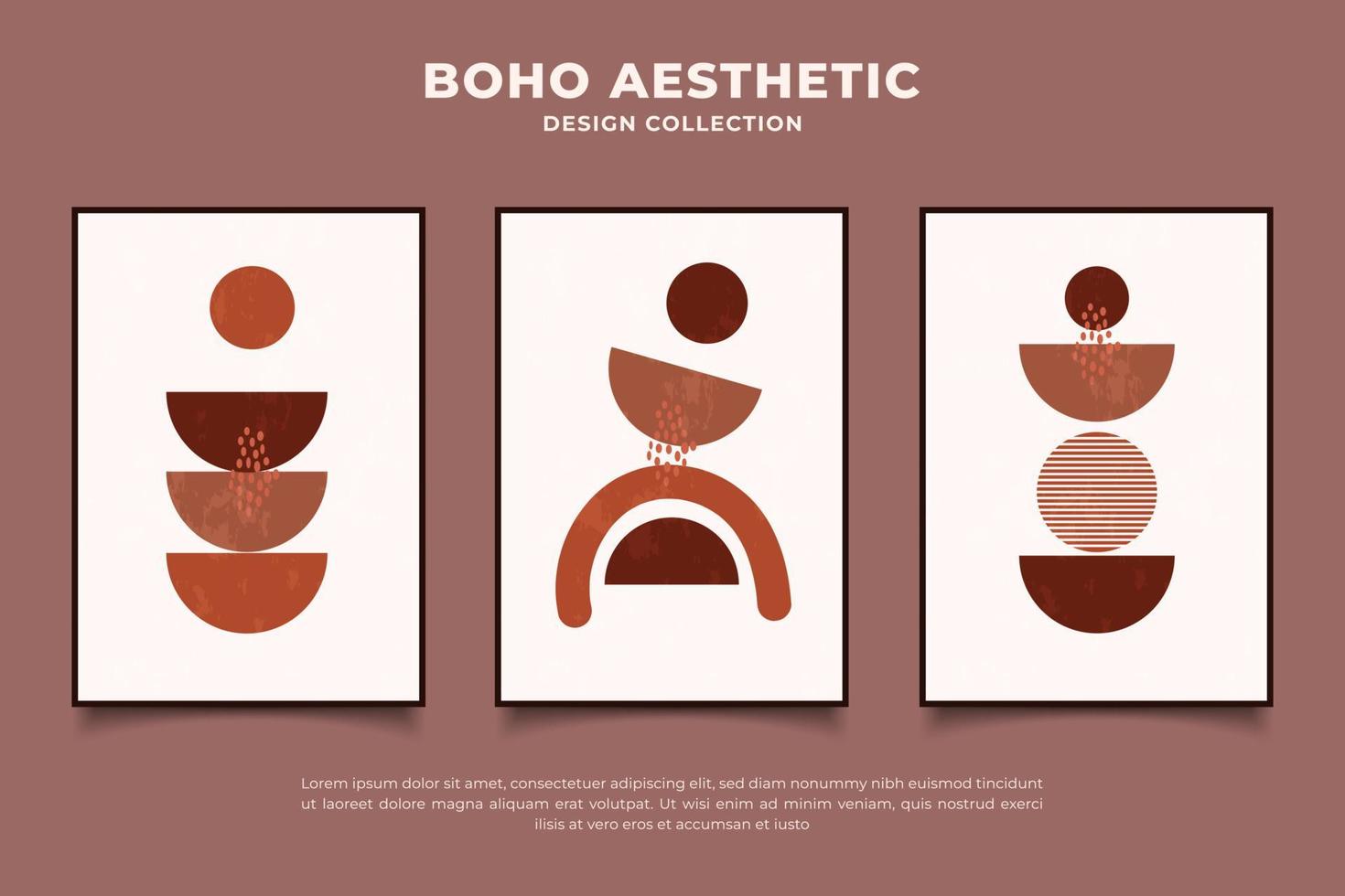 Abstract boho aesthetic vintage shapes design vector