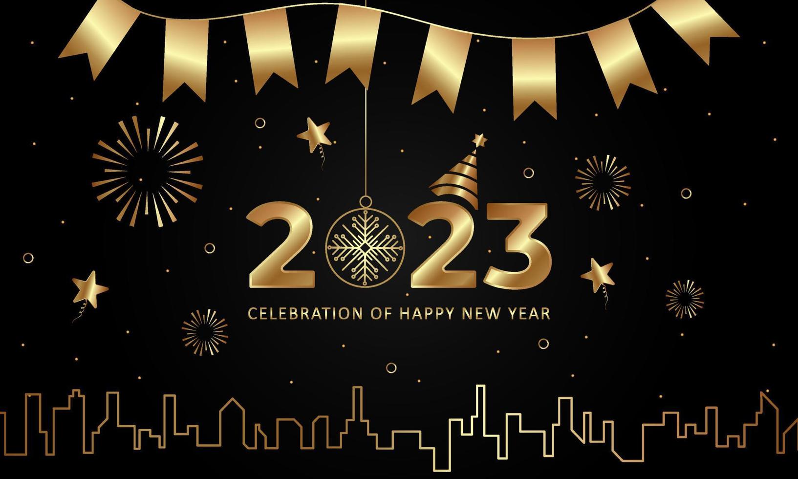 2023 Happy new year golden background design illustration vector