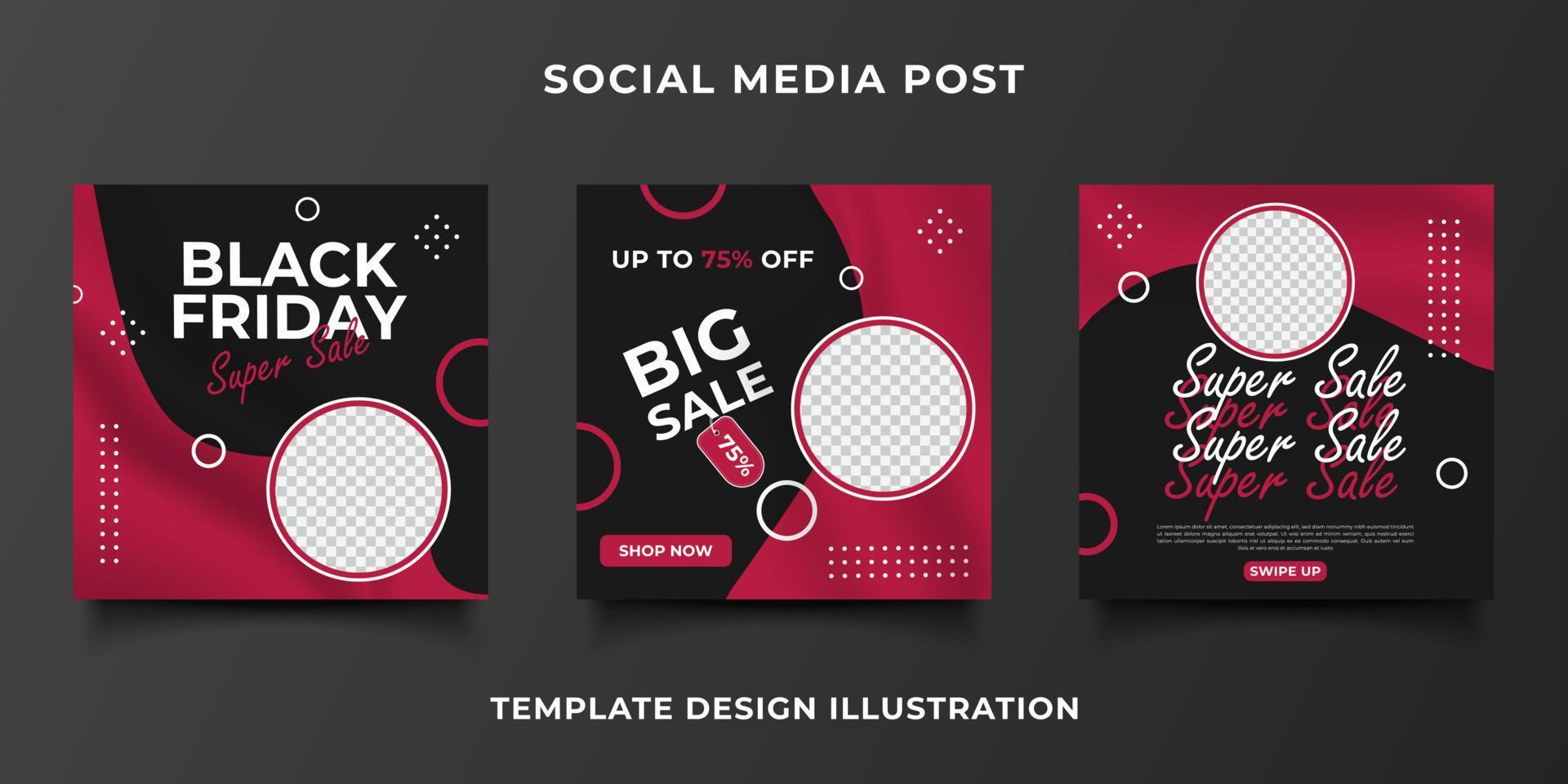 Black friday post instagram banner promotion template design vector