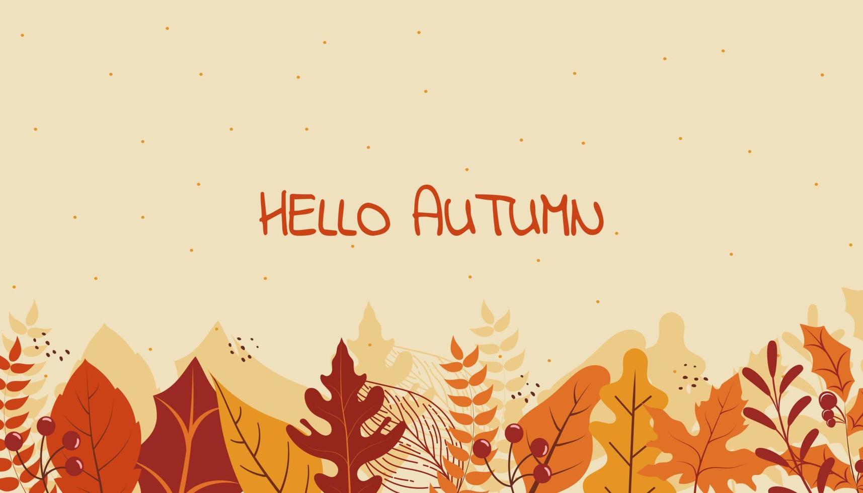 ilustración de hojas de otoño de diseño plano vector