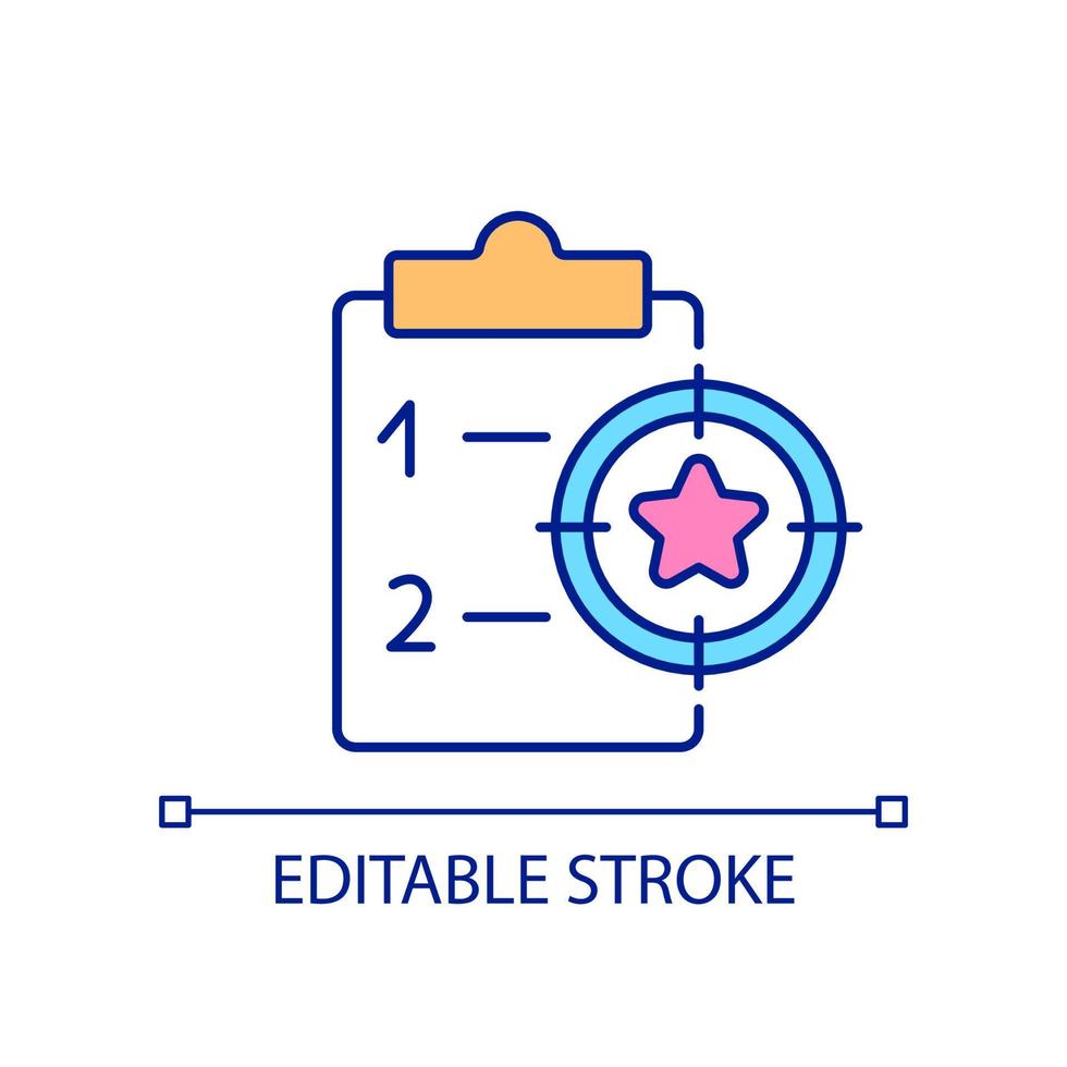 Planning focused on goals RGB color icon. Strategy of company growth. Scenario of improvement. Isolated vector illustration. Simple filled line drawing. Editable stroke.