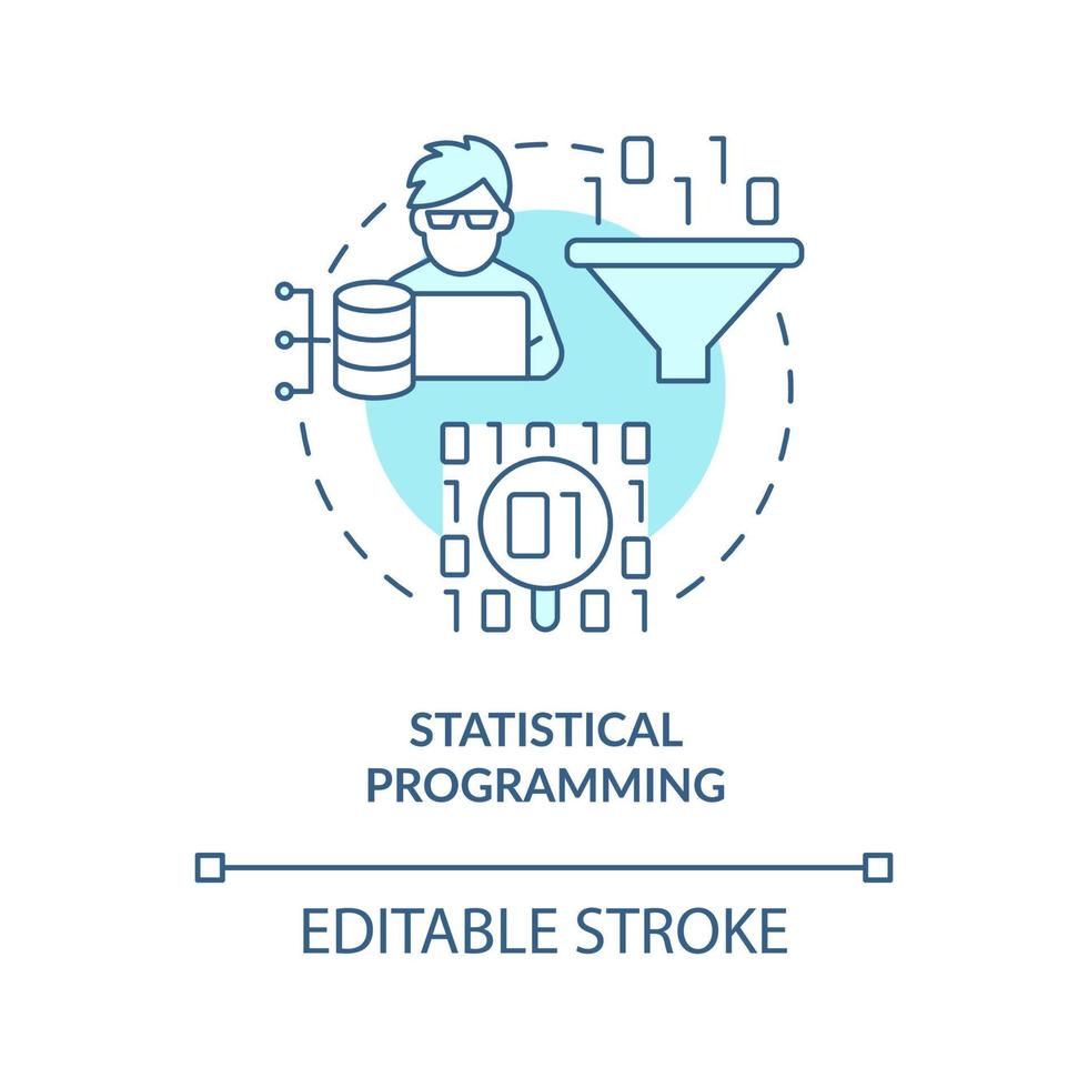 Statistical programming turquoise concept icon. Advanced analysis. Data analyst skill abstract idea thin line illustration. Isolated outline drawing. Editable stroke. vector