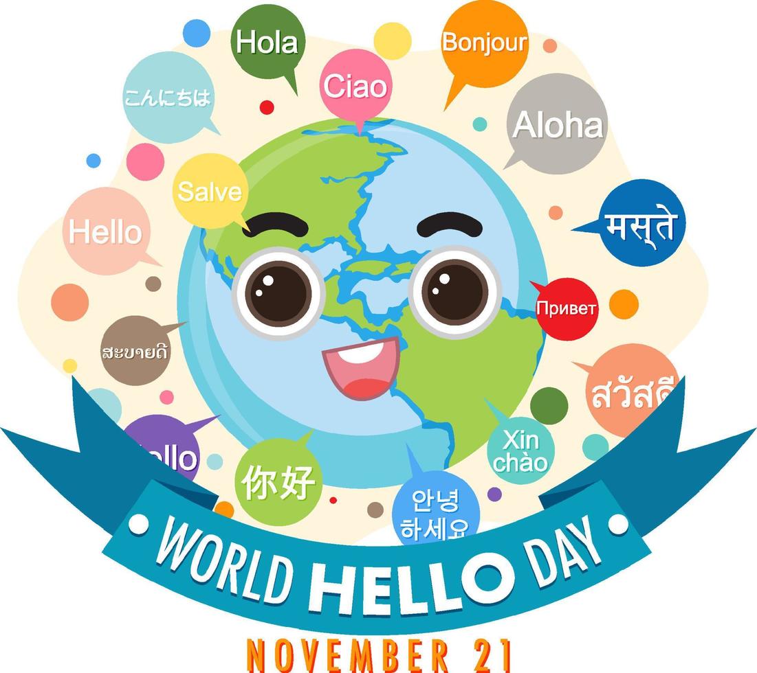 World hello day banner design vector