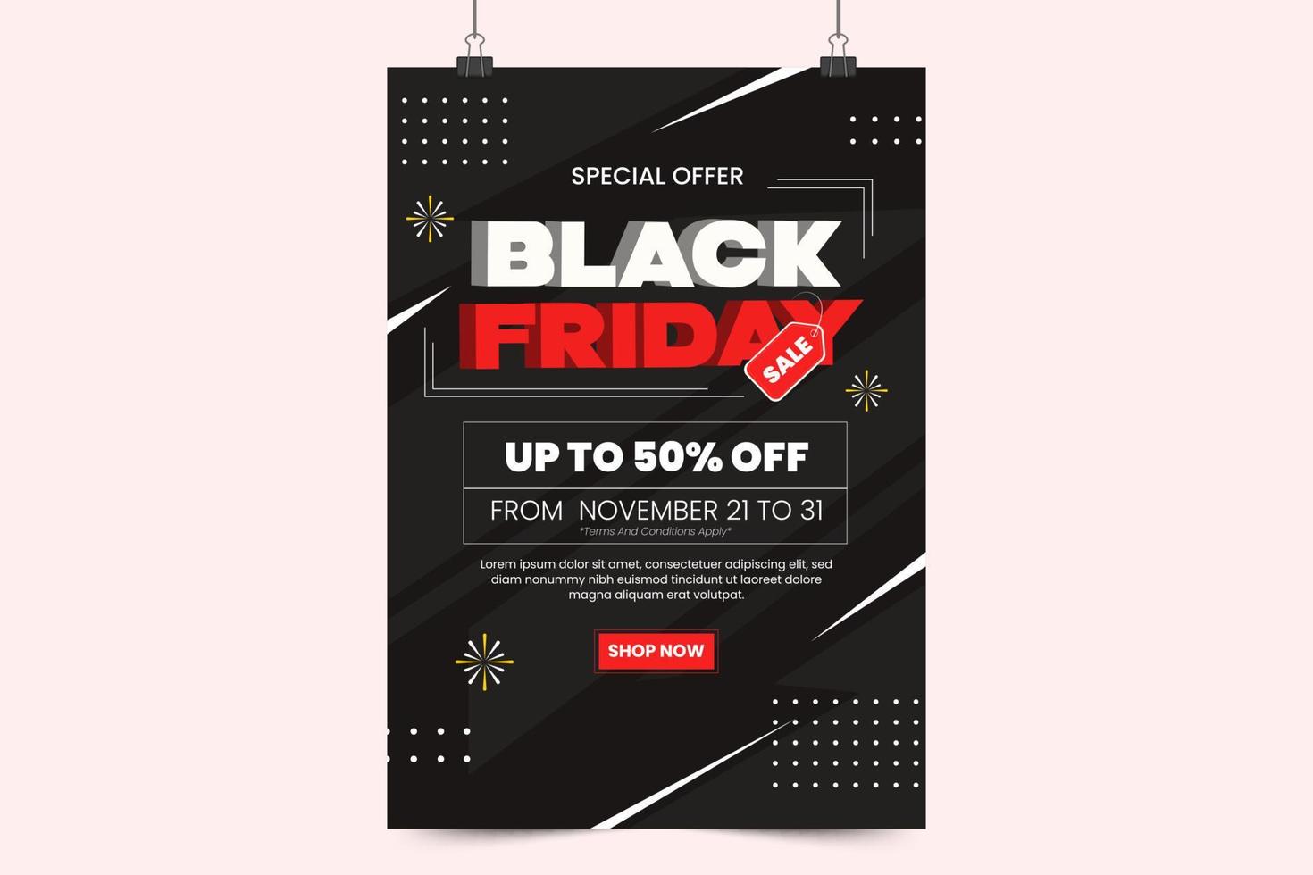 Black Friday Sale Poster or Flyer  Design Template vector