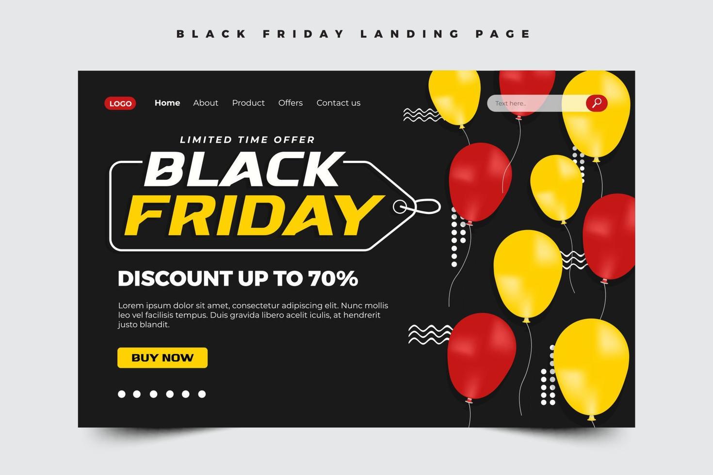 Black Friday Sale landing page Design Template vector