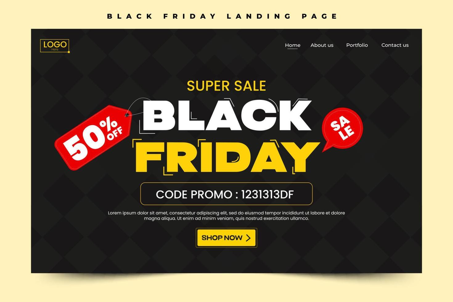 Black Friday Sale landing page Design Template vector