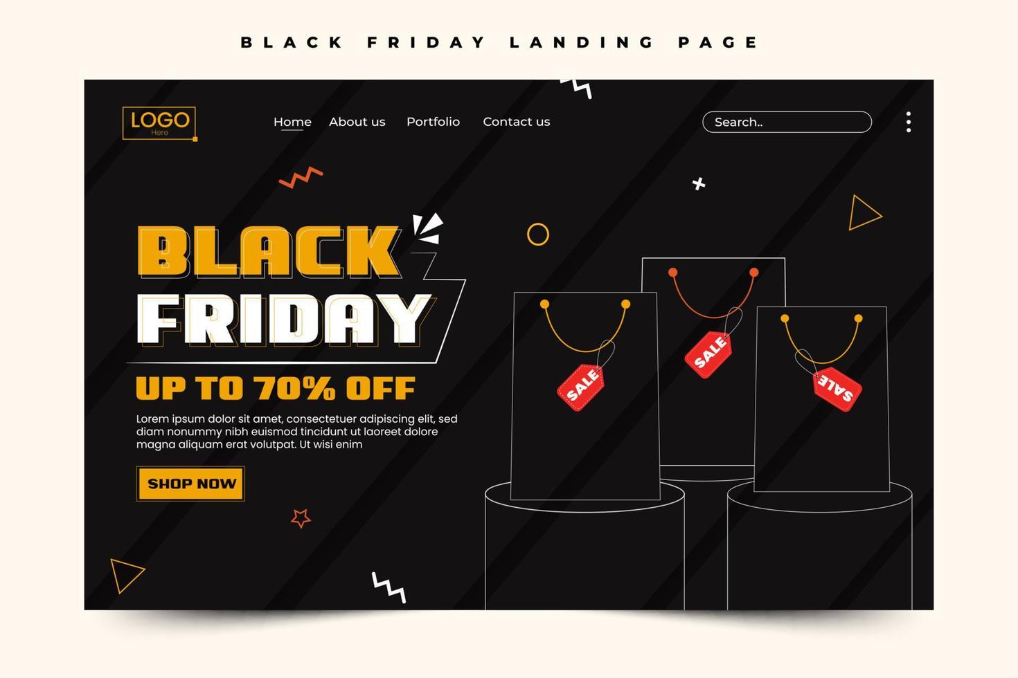 Black Friday Sale landing page Design Template vector