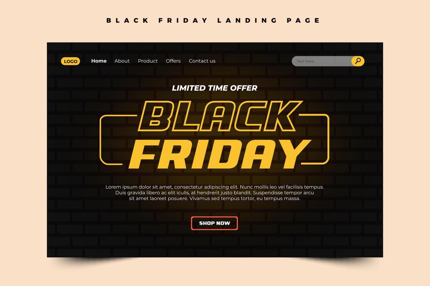 Black Friday Sale landing page Design Template vector