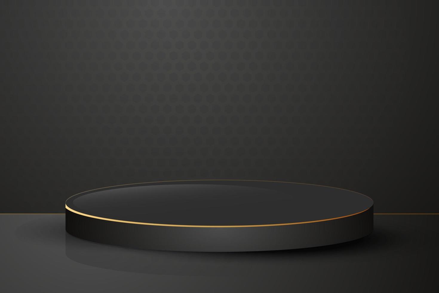 Realistic black product podium display with background vector