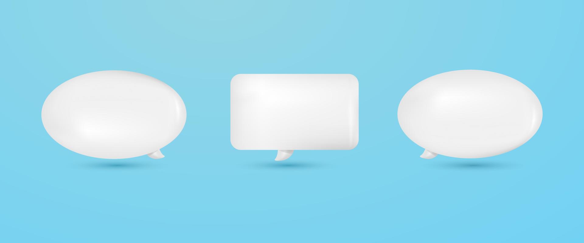 3d white speech bubble icon isolated on blue background illustration vector