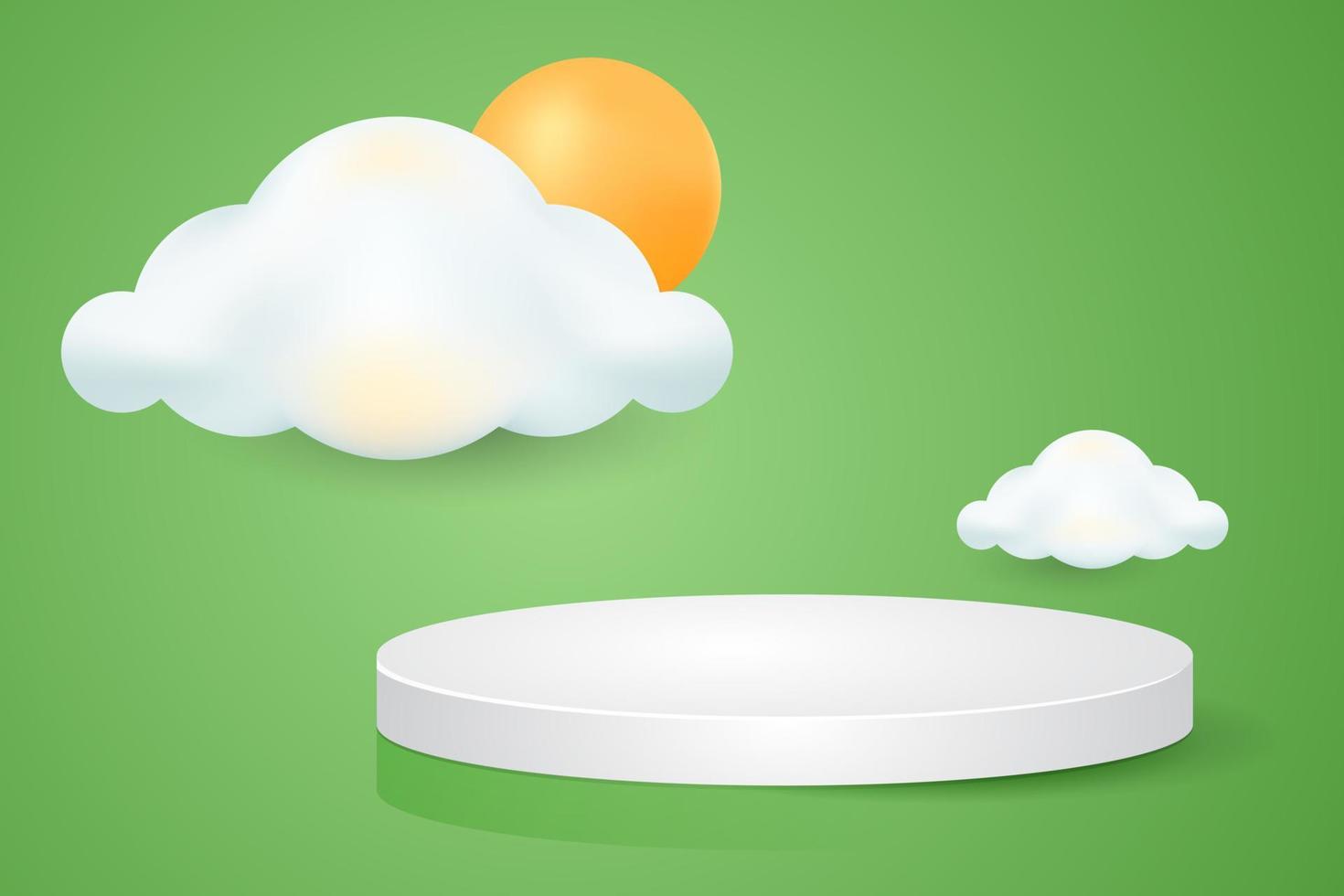 3d realistic white podium and cloud vector