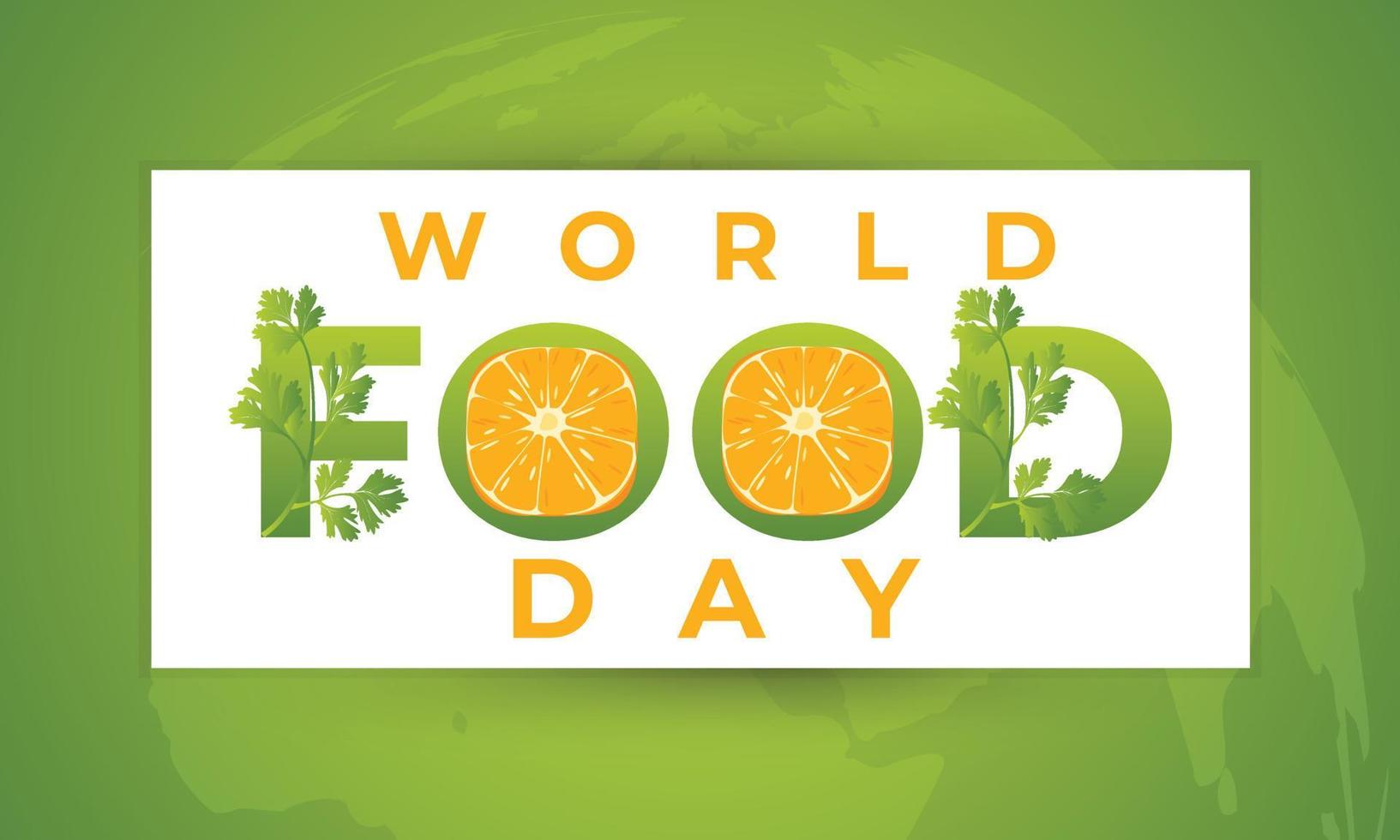 fondo de banner de redes sociales del día mundial de la alimentación y plantilla de diseño de ilustración de verduras verdes vector
