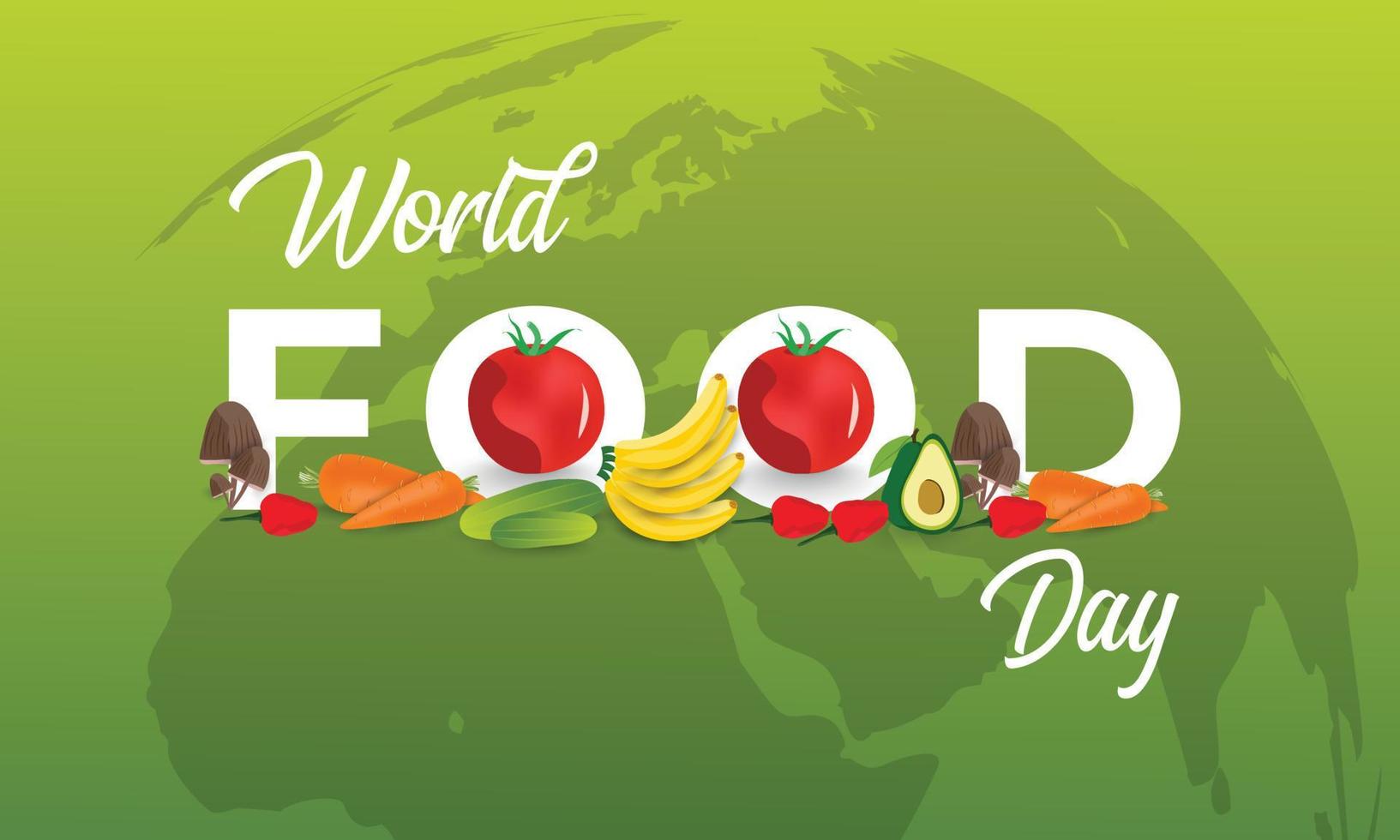 World food day social media banner background and green vegetables illustration design template vector
