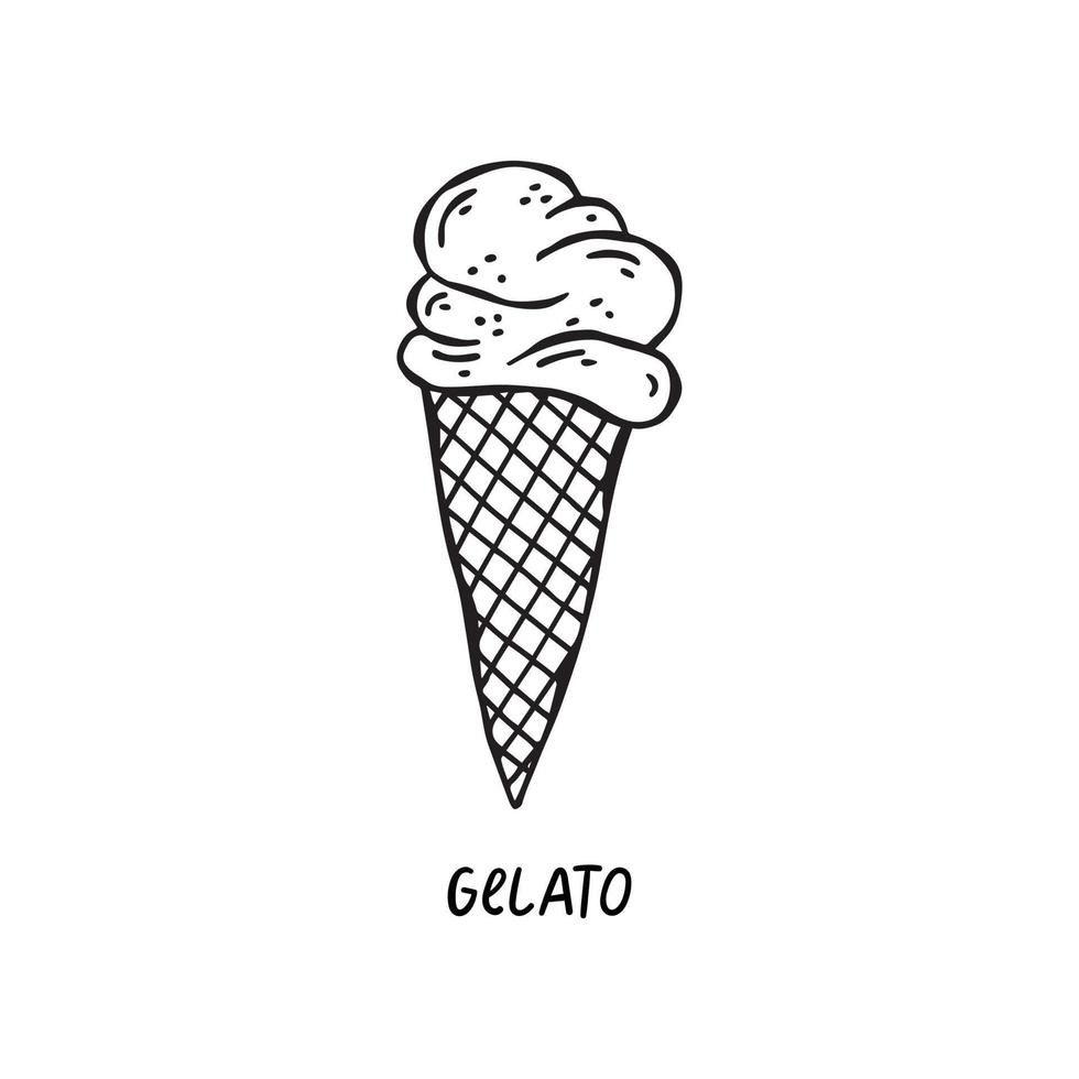ilustración vectorial dibujada a mano de la cocina italiana. helado vector