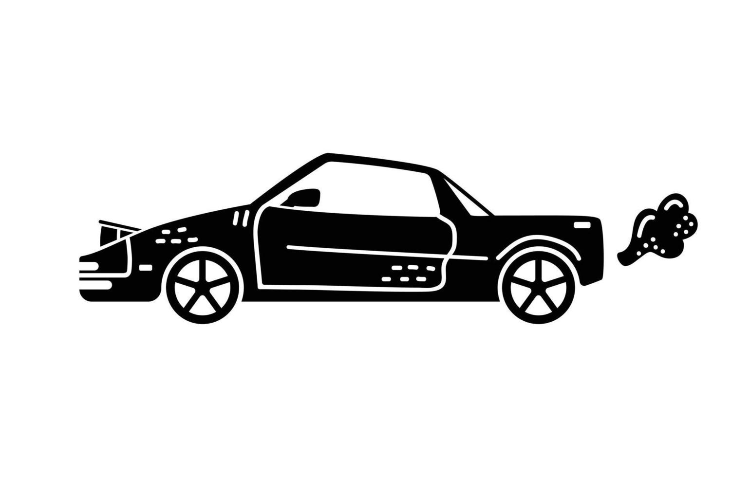 Vector hand-drawn illustration of a retro car. Personal vehicles.