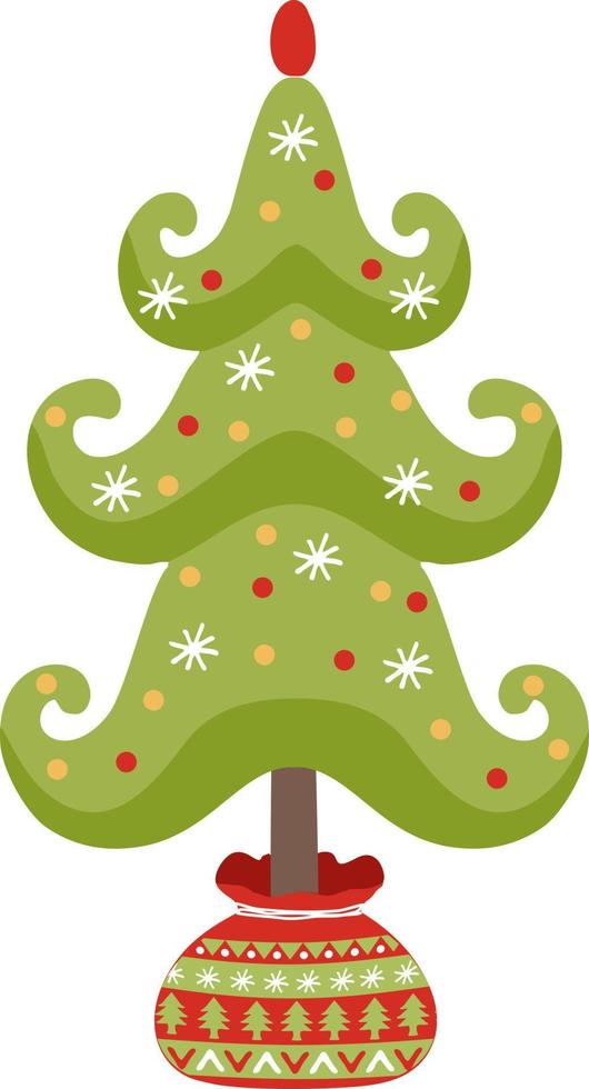 Christmas tree with decorations and star flat icon for apps and web vector