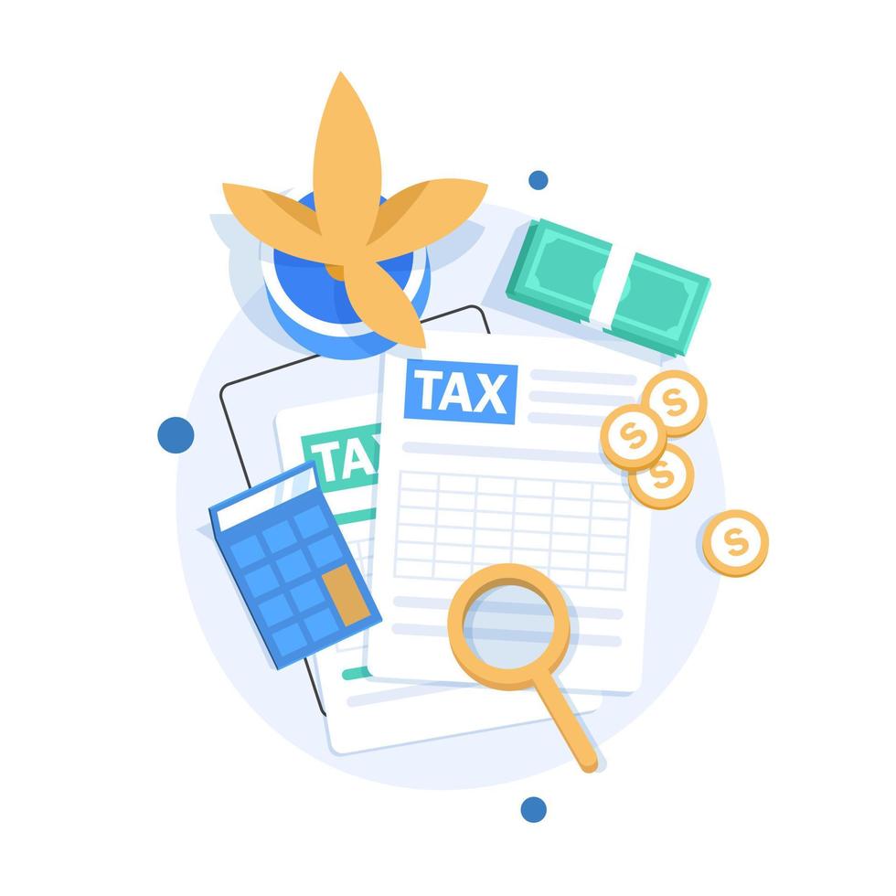 Auditing and business analysis concept,auditing tax process,flat design icon vector illustration