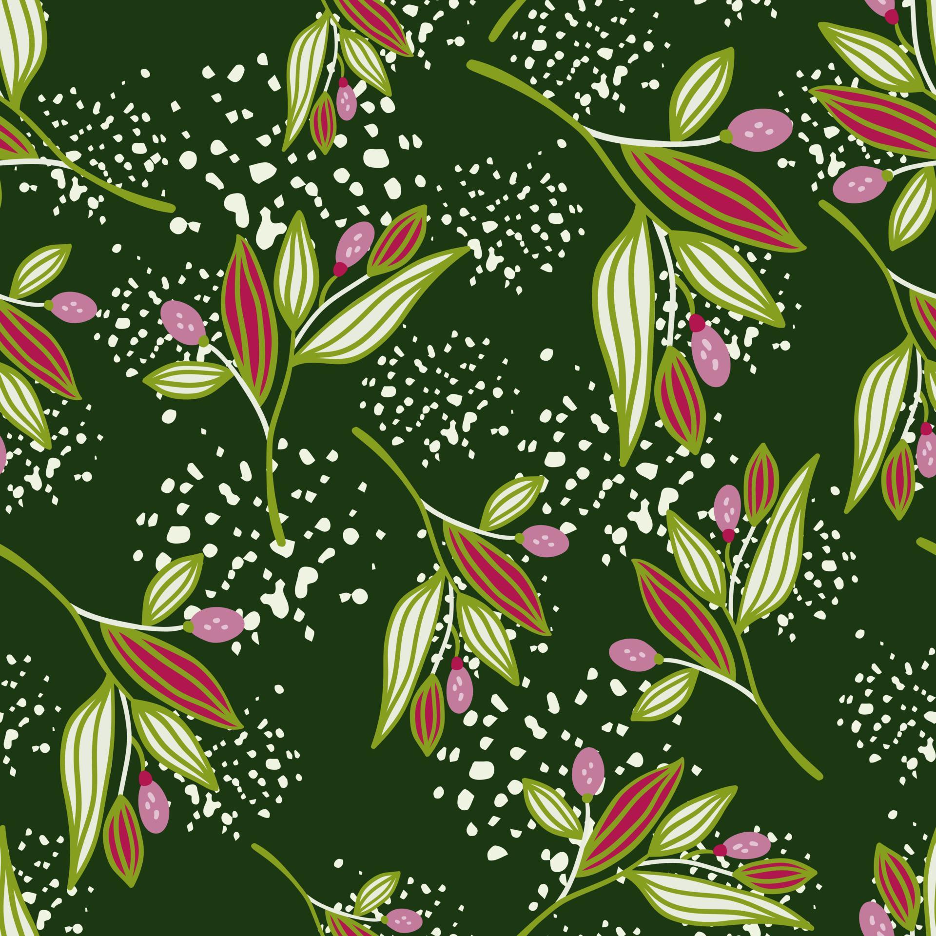 Barberry twigs seamless pattern. Wild berries floral wallpaper