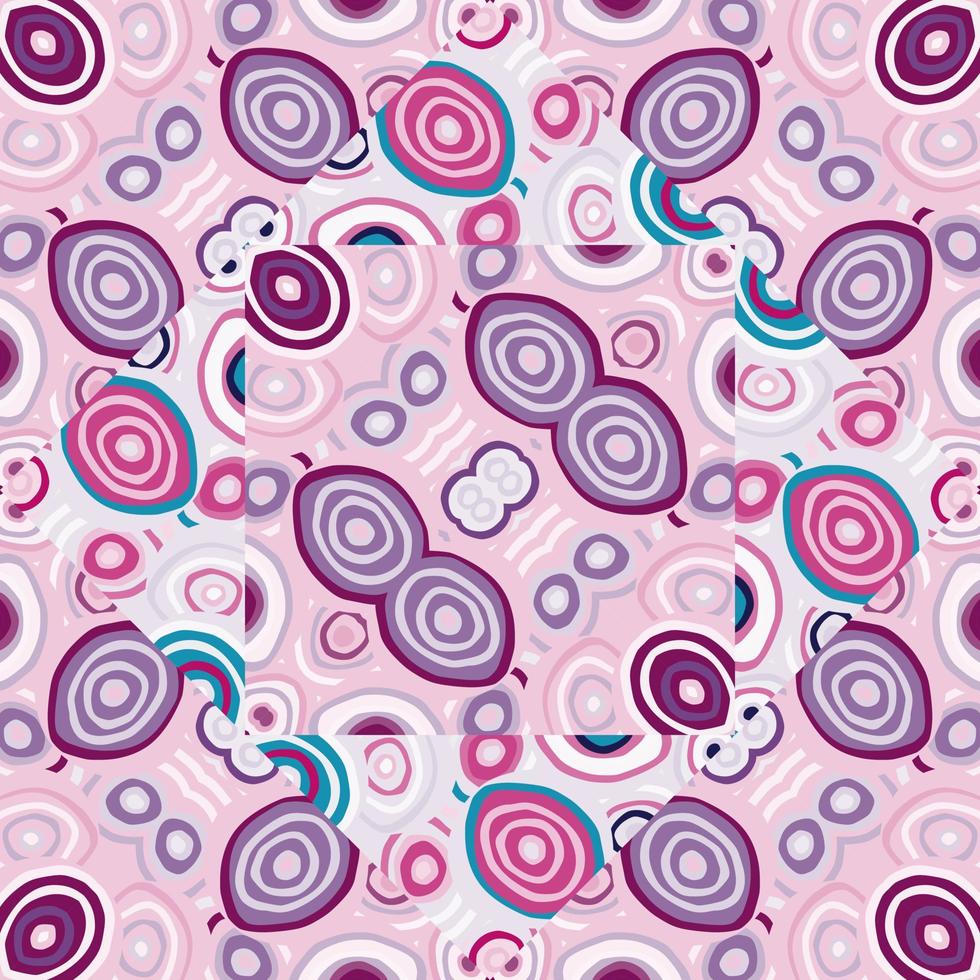 Decorative abstract mosaic ornament. Kaleidoscope seamless pattern. Hand drawn circle shapes wallpaper. vector