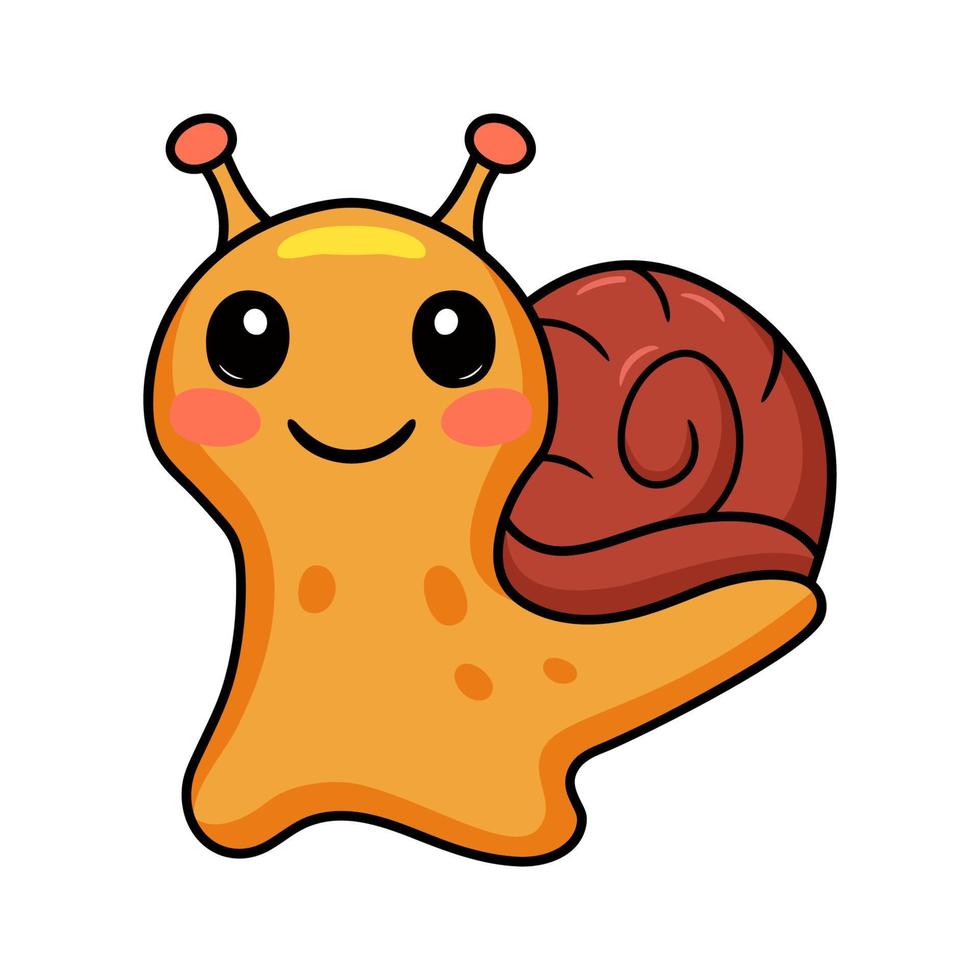 Cute little snail cartoon character vector