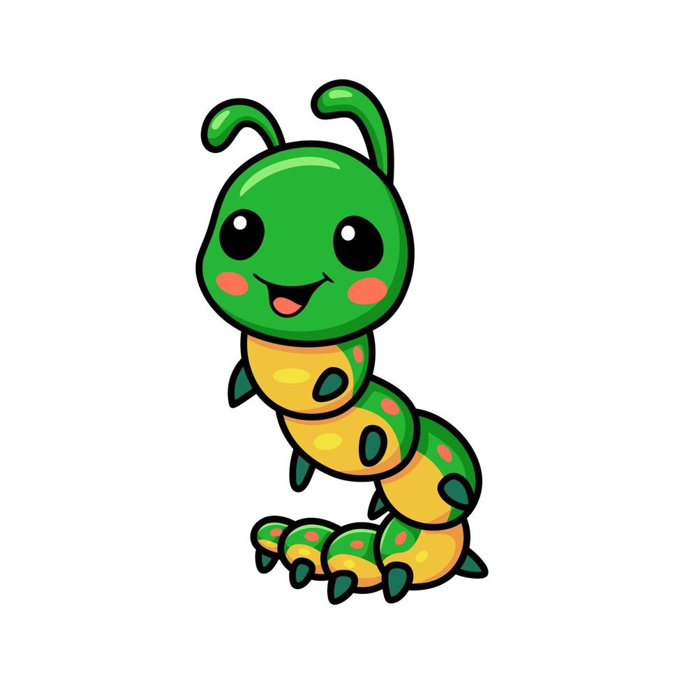 Cute little caterpillar cartoon character vector