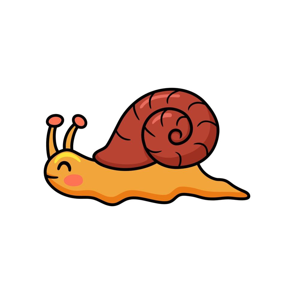 Cute little snail cartoon character vector