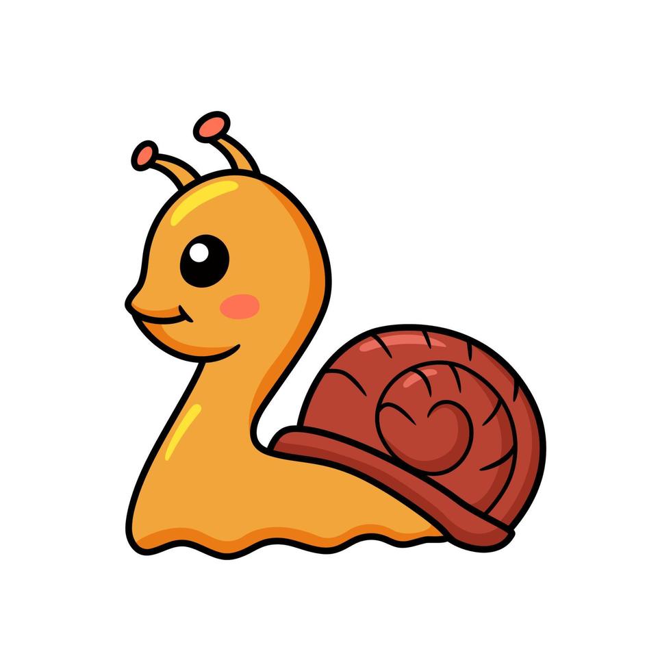 Cute little snail cartoon character vector