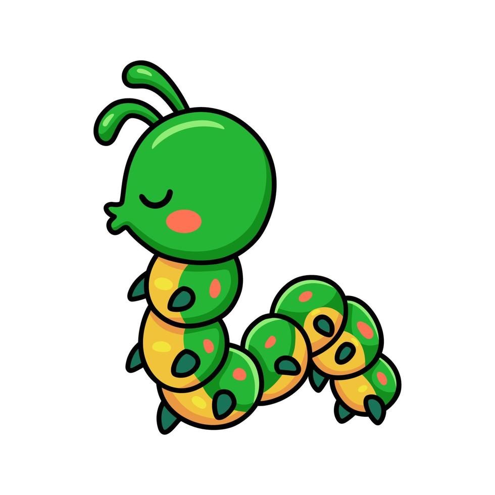 Cute little caterpillar cartoon kissing vector