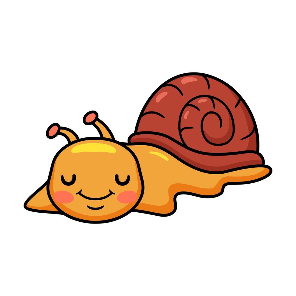 dibujos animados de caracol pequeño lindo durmiendo vector