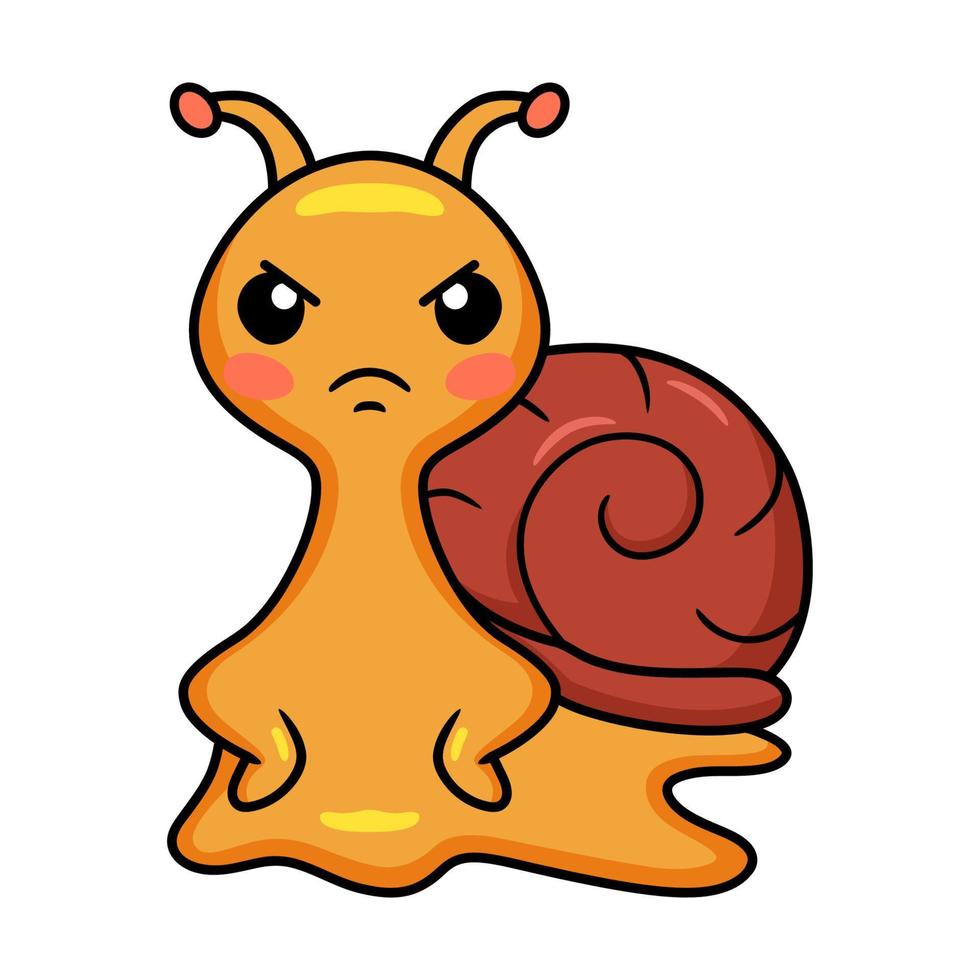 Cute angry little snail cartoon vector