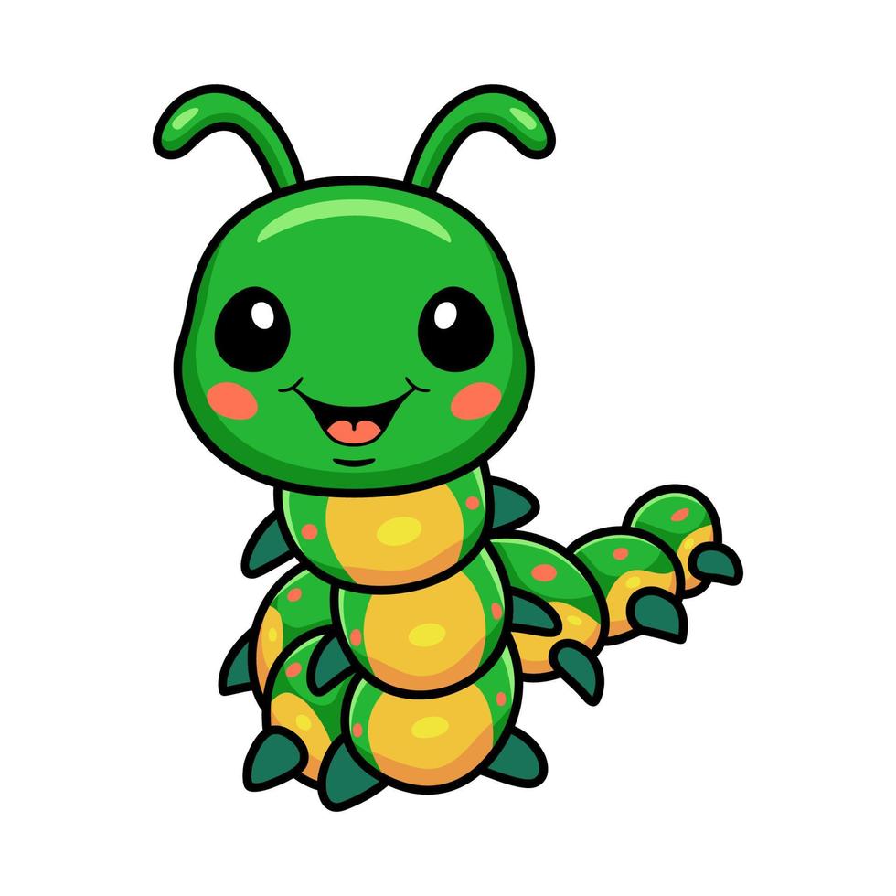 Cute little caterpillar cartoon character vector