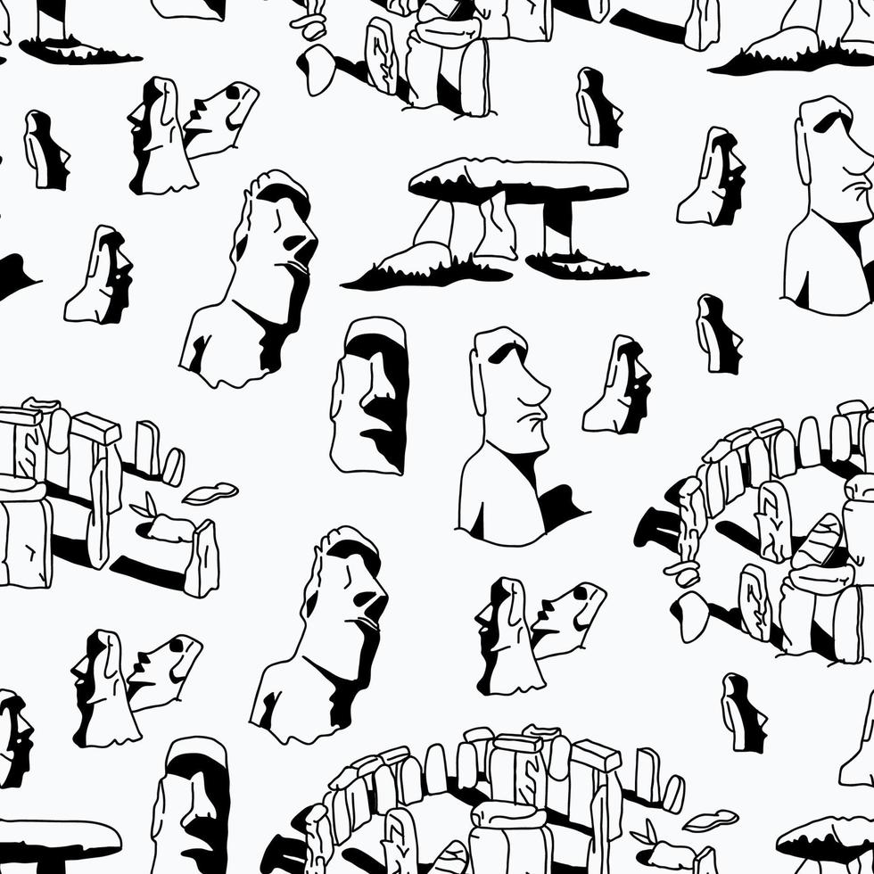 Black and White Easter Island Pattern vector