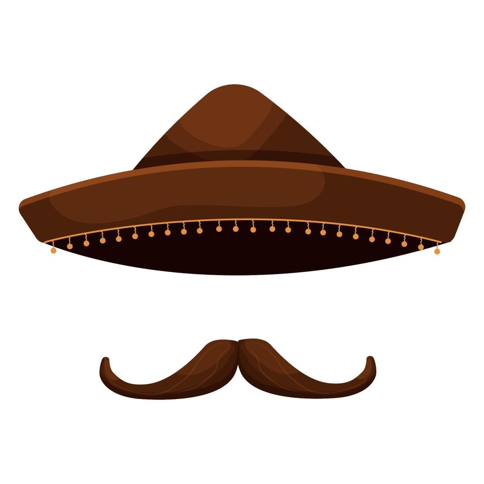 bigote divertido de México en estilo de dibujos animados aislado sobre fondo blanco. ilustración vectorial vector