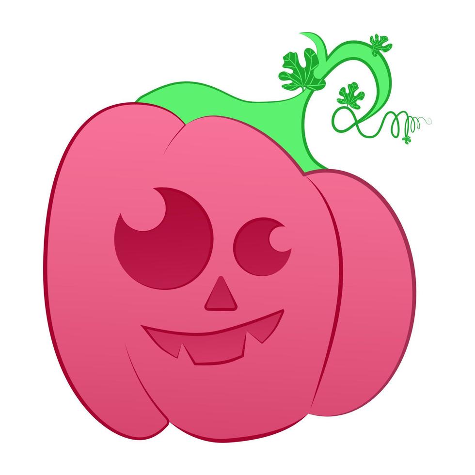 Pink pumpkin Halloween vector illustration.