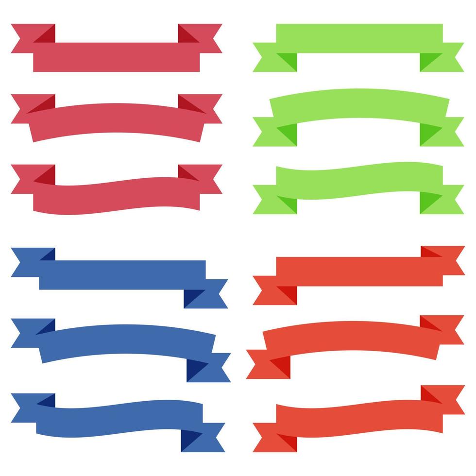 Set of Colorful Empty Ribbons And Banners. Ready for Your Text or Design. Isolated vector illustration.