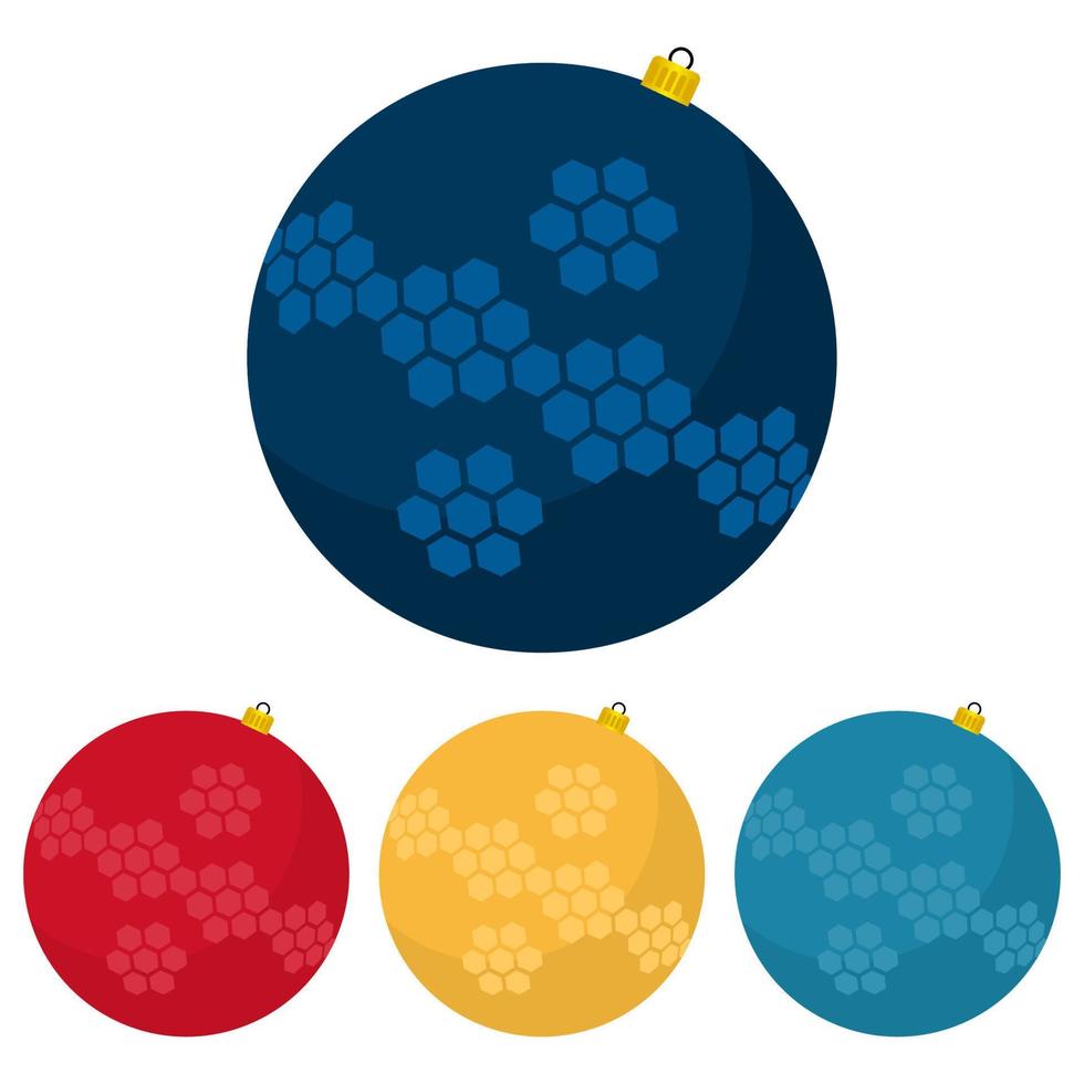 Four multi colored Christmas balls on a white background Vector illustration.