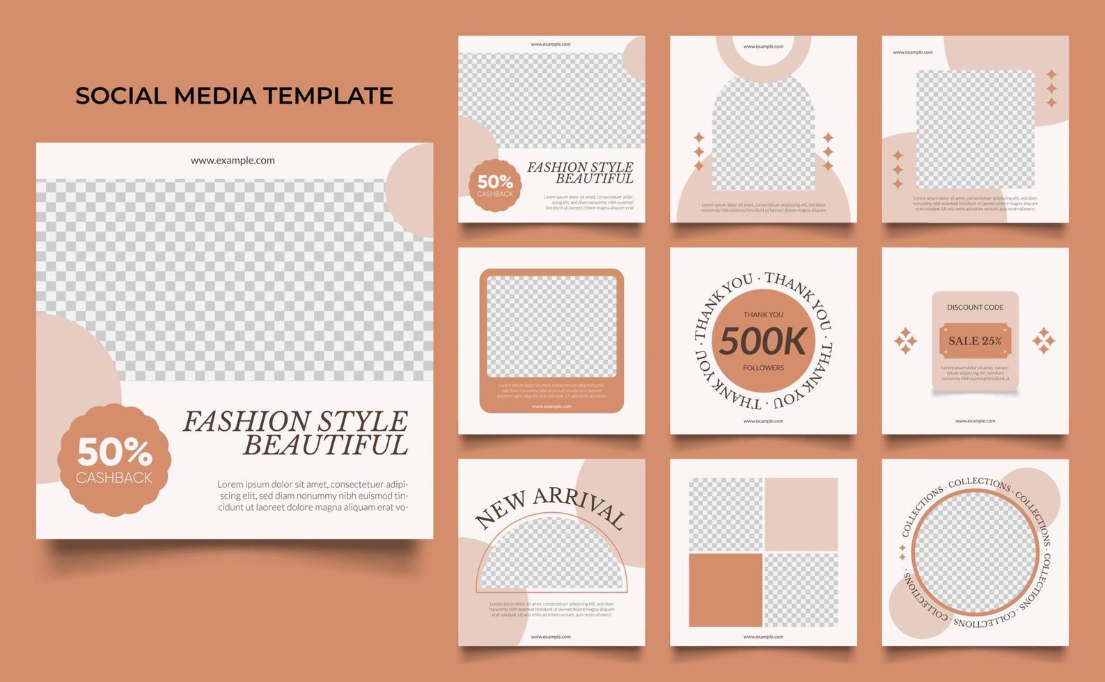 social media template banner fashion sale promotion in brown beige color vector