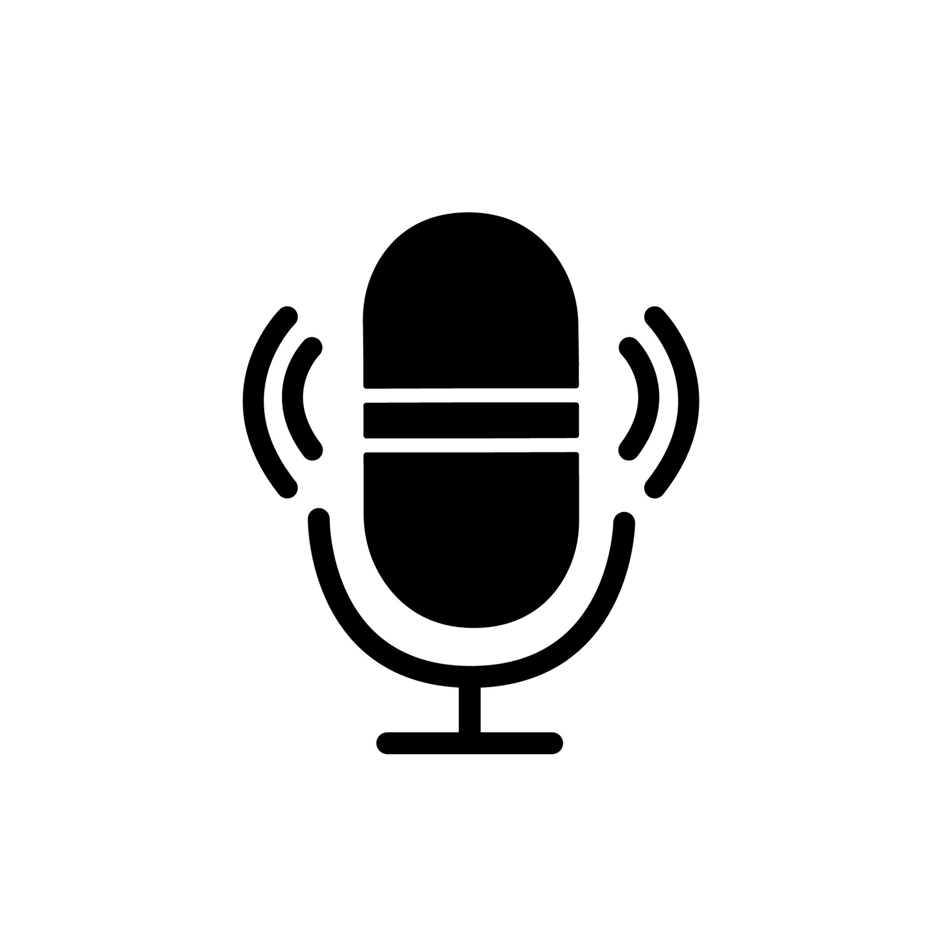 Microphone silhouette icon. Voice record simbol. Audio mic logo