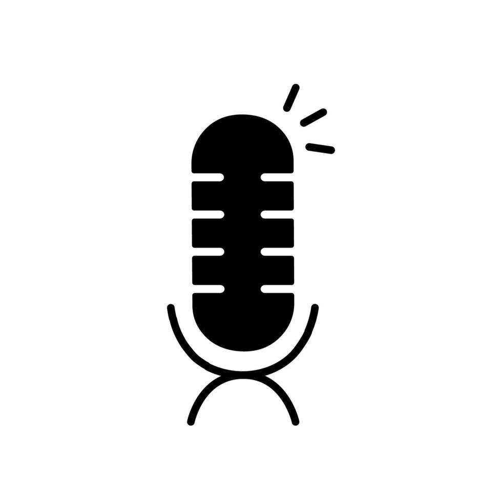 Microphone silhouette icon. Voice record simbol. Audio mic logo vector