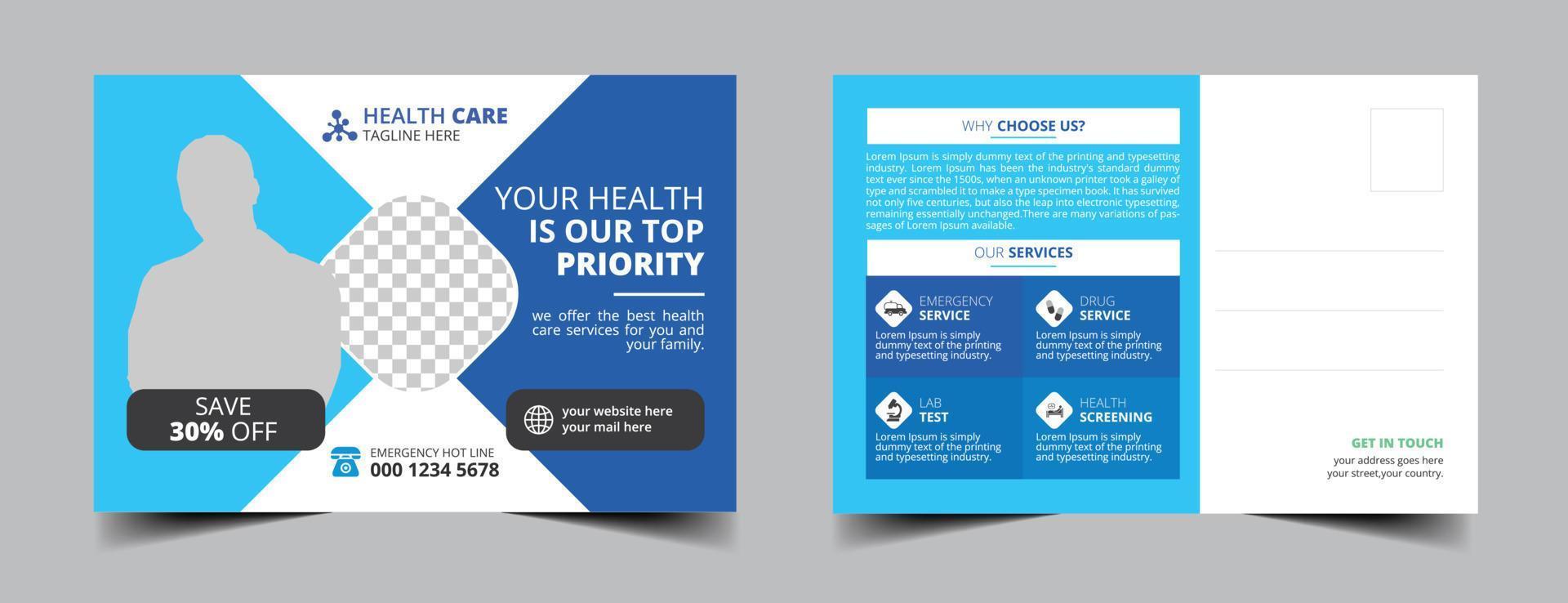 Medical Postcard Template Design vector