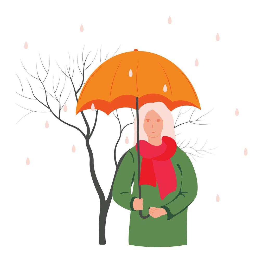 chica de otoño en un suéter. ilustración de stock vectorial. hola otoño, noviembre. Una caminata en el parque. Aislado en un fondo blanco. vector