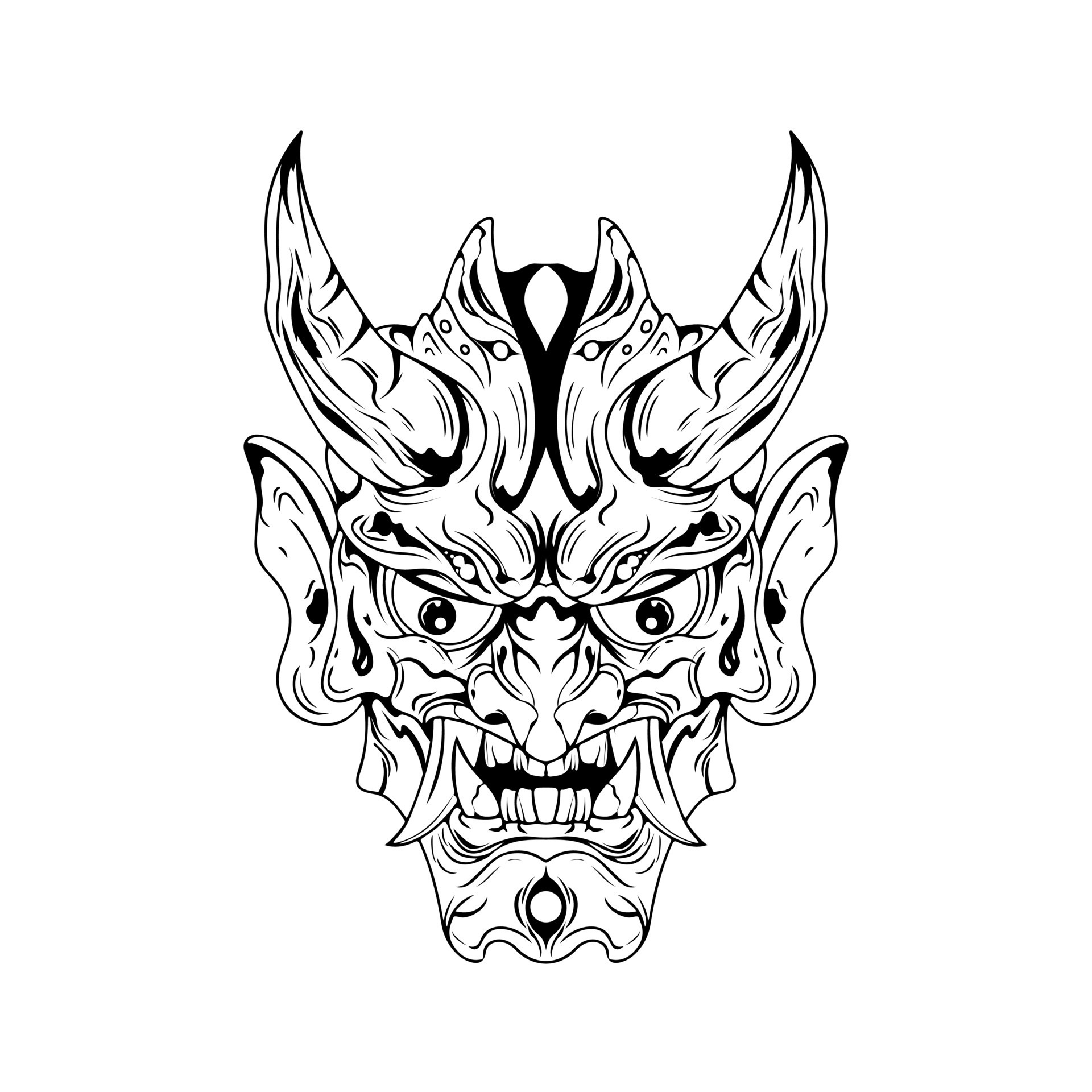 japanese Culture demon mask or oni mask with hand style on white Ready for Print Apparel and tattoos 12751277 Vector Art at Vecteezy